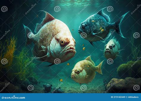 Large Intimidating Piranhas Living in Tropical Waters of Amazon Stock ...