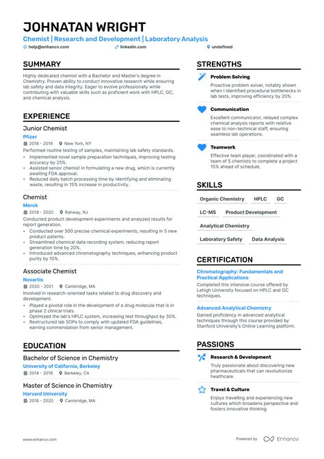 22 Chemist Resume Examples That Got Jobs for 2026