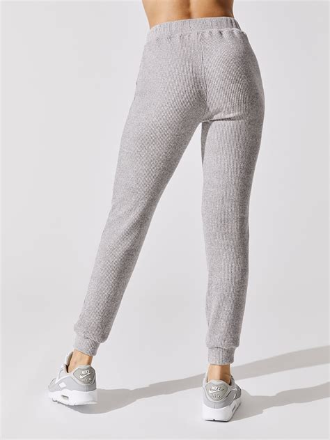 Brushed Ribbed Slim Jogger - Heather Grey – Carbon38