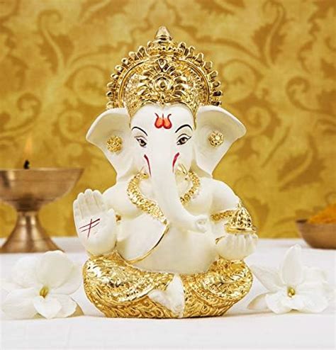 Buy Gold Art India Ceramic Lord Ganesh Idol, 8 x 10, Gold Online at Low ...