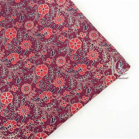 Ajrakh Printed Fabric - Hand Block Ajrakh Batik Bagru print ...