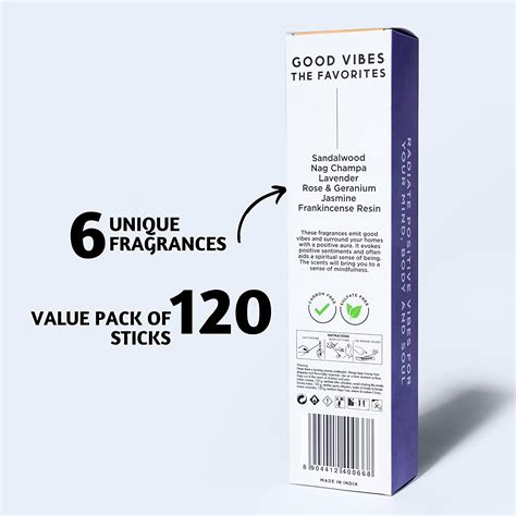 Folkulture Incense Sticks Set of 6 (120 Sticks) Lavender, Frankincense ...