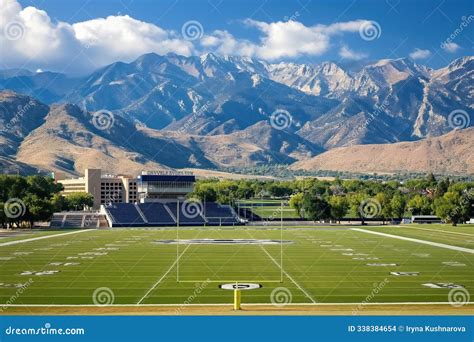 Aerial View Of Brigham Young University Lavell Edwards Stadium At Base ...