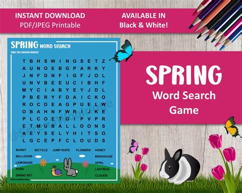 Image result for Spring Coloring Word Search