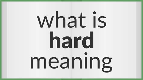 Hard | meaning of Hard - YouTube