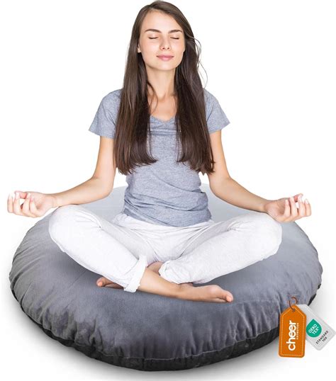 Cheer Collection Extra Large Floor Pillow, 32" Round Meditation Cushion ...