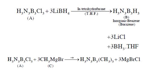 The reaction of H3N3B3Cl3 (A) with LiBH4 in tetrahy drofuran gives ...