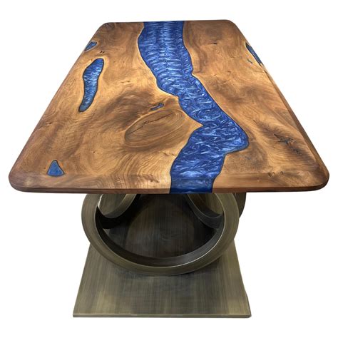 Custom Clear Epoxy Resin Dining Walnut Table (In Stock) For Sale at ...