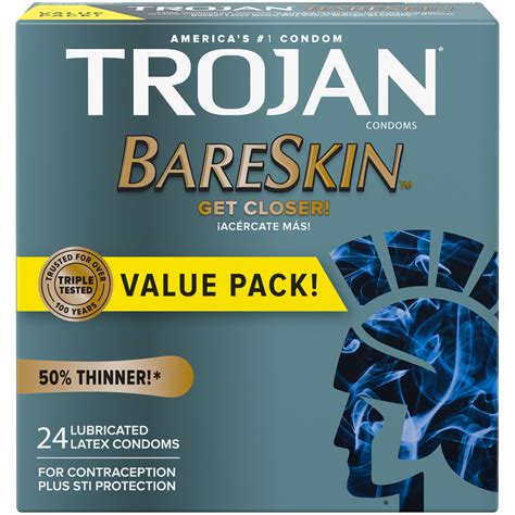 TROJAN BareSkin Lubricated Thin Condoms, 24 Count Value Pack - Walmart.com