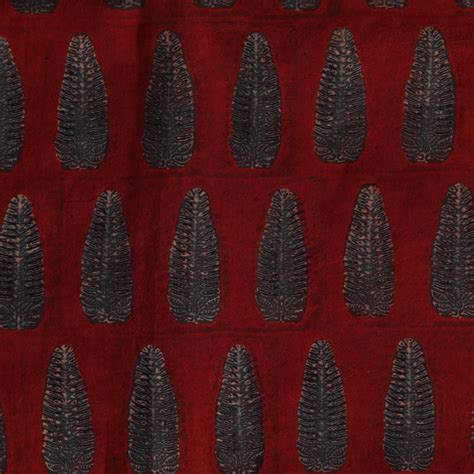 Pure Cotton Ajrak Rust Red With Rust Blue Leaves Motif Hand Block Prin ...