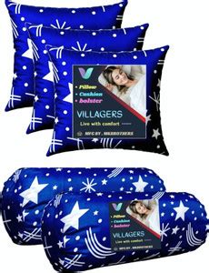 VILLAGERS 5 Cushion and 2 bolster Polyester Fibre Abstract Bolster Pack ...