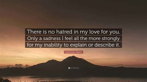 David Foster Wallace Quote: “There is no hatred in my love for you. Only a sadness I feel all ...