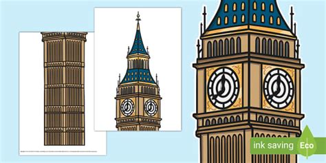 Elizabeth Tower (Big Ben) Large Display Cut-Out - Twinkl