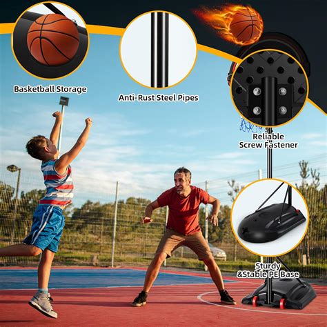 Buy GYMAX Basketball Hoop, 5.6-7.5FT Adjustable Youth Basketball Hoop ...