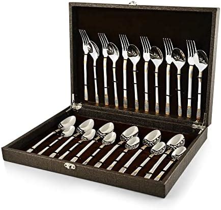 FnS Celebration 24 Karat Gold Plated Stainless Steel 24 Pc Cutlery Set ...