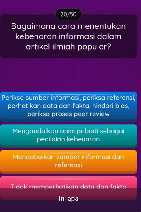 Solved: 20/50 Bagaimana cara menentukan kebenaran informasi dalam ...