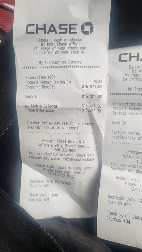 Chase Bank Receipts on Black Luggage