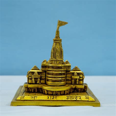 Brass Ram Mandir Ayodhya Model Temple Showpiece – PujaNpujari
