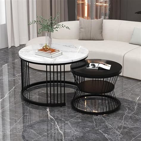 Shop Round Modern Nesting Coffee Table Set of 2 at Ouch Cart! Features ...