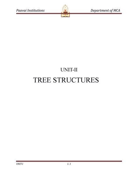 MC4101-ADSA Unit-II 1 - DATA STRUCTURES AND ALGORITHMS - UNIT-II TREE ...