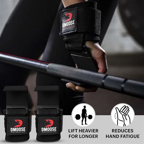 Buy DMoose Weight Lifting Hooks (Pair), Hand Grip Support Wrist Straps ...