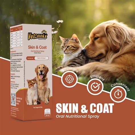 Vetonnix Skin & Coat Oral Nutritional Spray for Pets | Thick & Shiny F ...