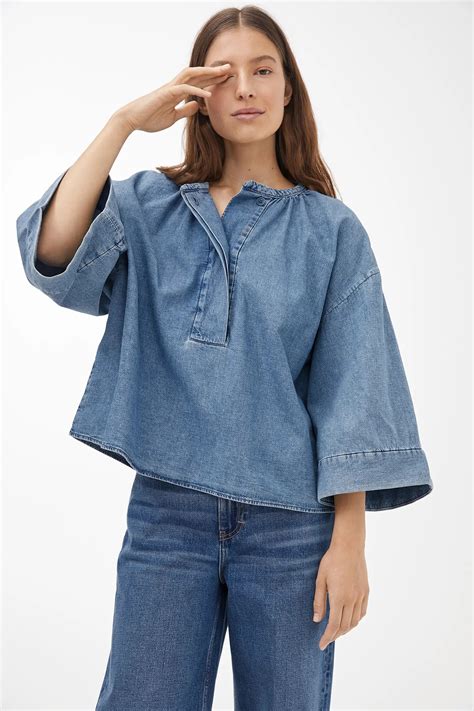 ARKET Denim Blouse in Blue | Blue shirt blouse, Denim blouse, Denim ...