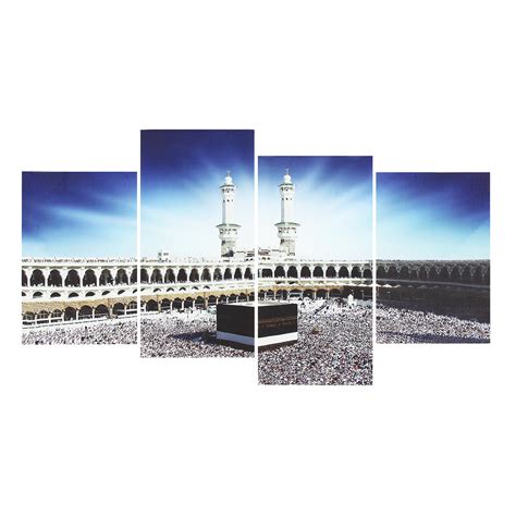 4 pcs wall art print mecca islamic kaaba hajj canvas paintings decor ...