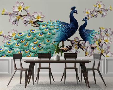 3D Wallmural Beautiful Peacock Wall Painting – Home Decoram