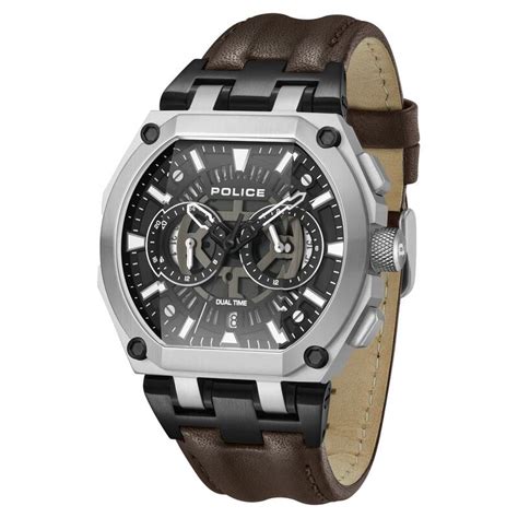 Buy Online Police Multifunction Black Dial Leather Strap Watch For Men ...