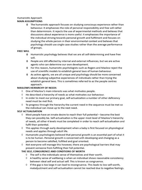 Humanistic Approach | PDF | Self Actualization | Humanistic Psychology
