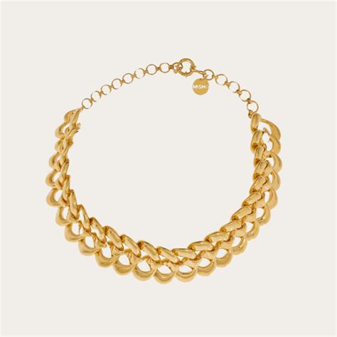24K Gold Plated Interlink Choker Necklace
