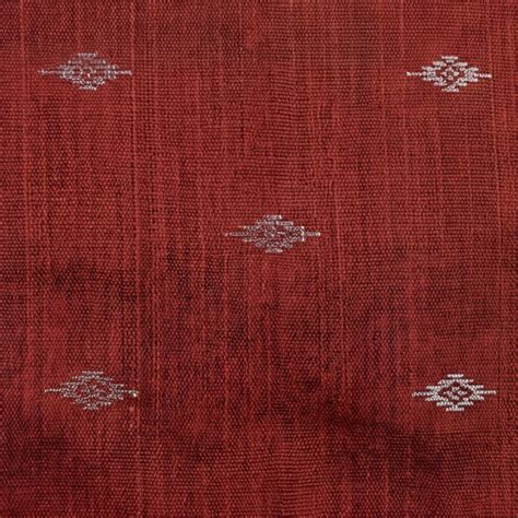 Raw Silk Motif Chudi Material - Brick Red & Black – S Fabs