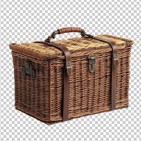 A wicker chest with straps on transparent background | Premium AI ...