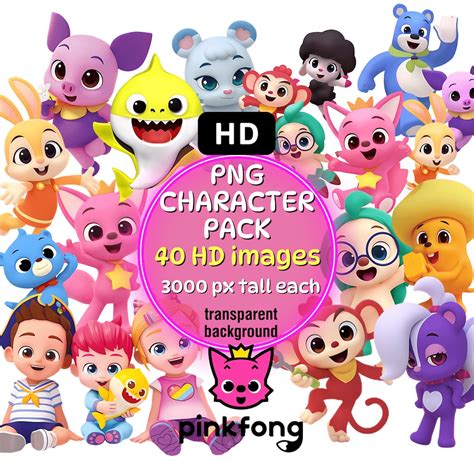 Pinkfong HD PNG Character Pack | 40 Images | up to 3000px Tall Each ...