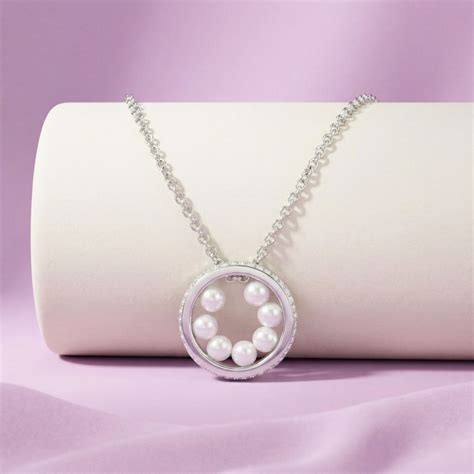 925 Silver Circular Pearl Pendant Necklace – Elegant Floating Pearl Ri ...
