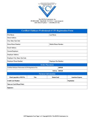Fillable Online necpa Certified Childcare Professional CCP Registration ...