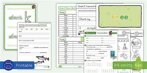 Grade 3 Phonics Pack silent k and l (teacher made) - Twinkl