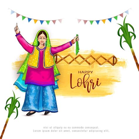 Happy Lohri Indianer Punjabi Sikh Festival Feier Hintergrunddesign ...