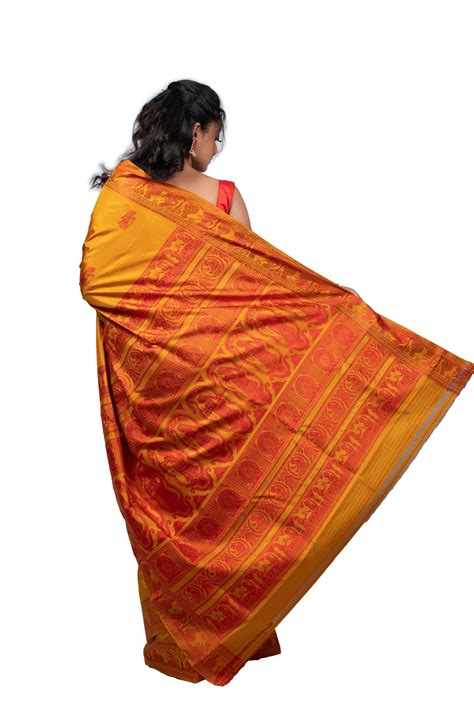 Gold Resham Baluchari Saree With Epic Mythological Figures – living-loom
