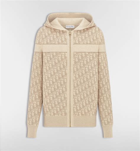 Reversible Zipped Cardigan with Hood Gold-Tone Metallic Cashmere-Blend ...