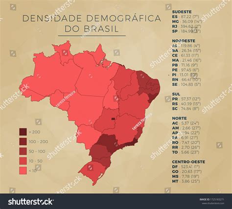 Demographic Density Map Brazil By States Stock Vector (Royalty Free) 1725183271 | Shutterstock