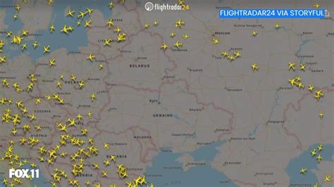 Flight radar imagery shows Ukraine closed off to civilian flights | FOX ...