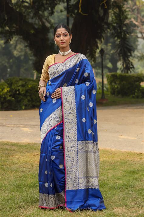 Royal Blue Katan Pure Silk Kadwa Saree – Mohi fashion