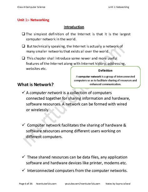 Unit-1-Class-10 11 - Practice materials - ####### Unit 1:- Networking ...