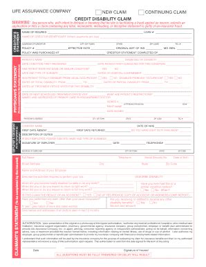 Image result for Disability Insurance Claim Form