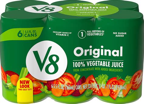 Amazon.com : V8 Low Sodium Original 100% Vegetable Juice, 5.5 fl oz Can ...