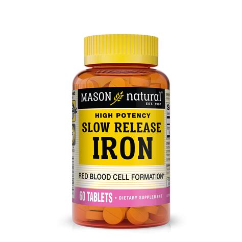 Mason Natural Slow Release Iron (Ferrous Sulfate) Iron Supplement, 60 ...