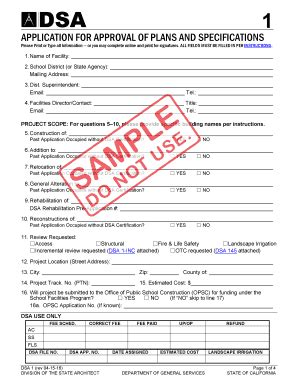 Fillable Online documents dgs ca Form DSA 1 - documents dgs ca Fax ...