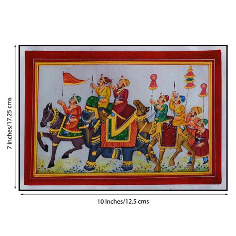 Royal Procession Original Art Silk Painting - eCraftIndia Online